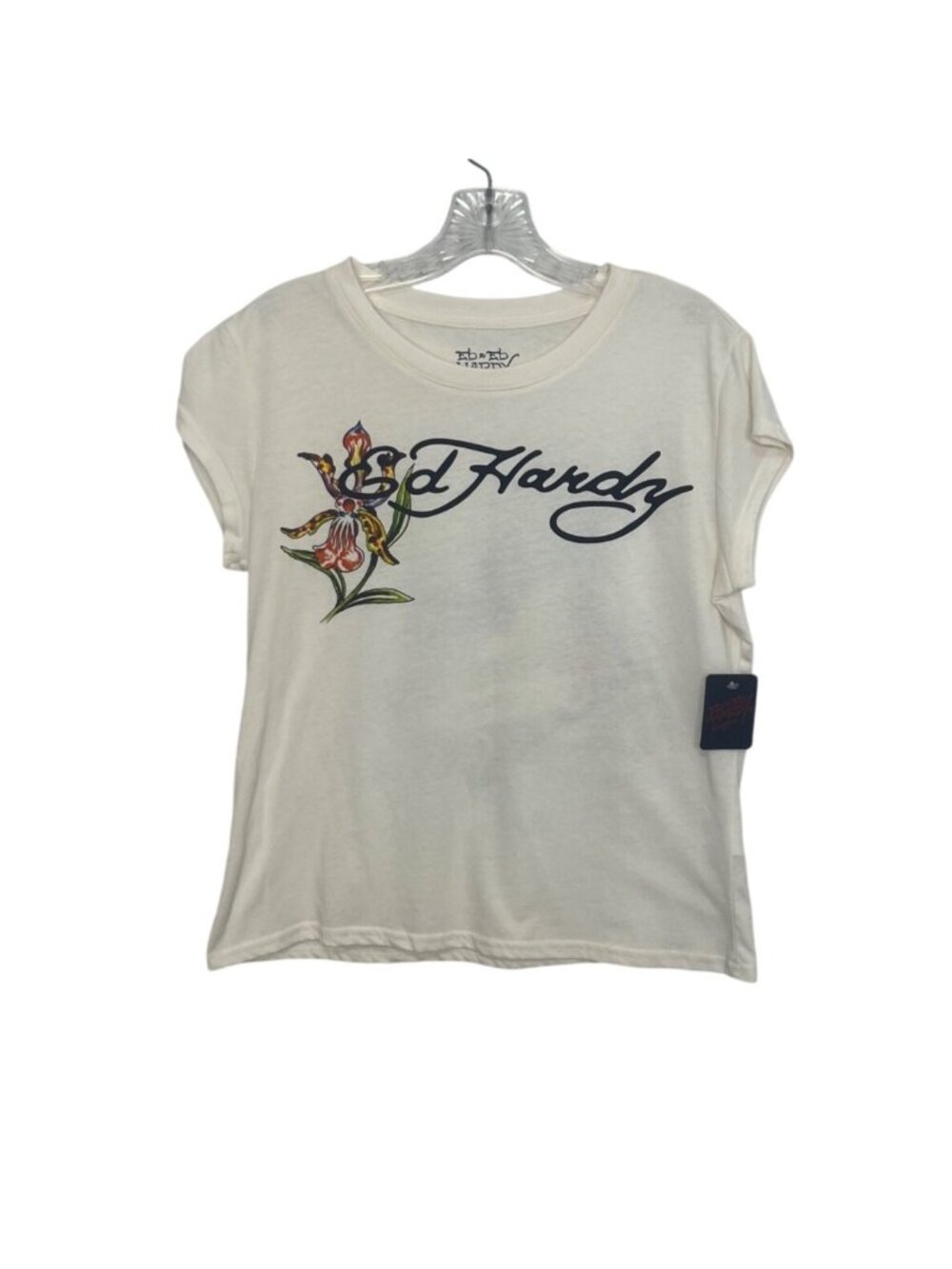 Ed Hardy Graphic Tshirt Tattoo Inspired Swallow & Floral Design XL Ivory New